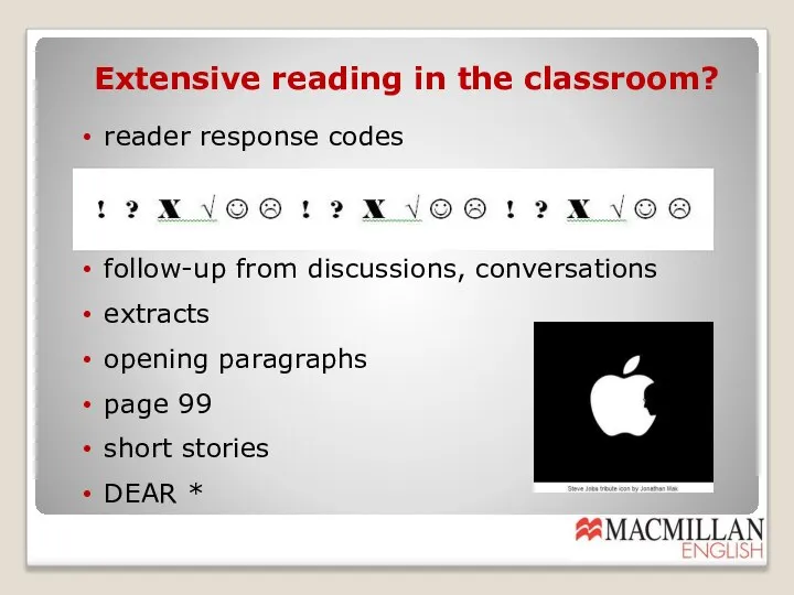 Extensive reading in the classroom? follow-up from discussions, conversations extracts opening