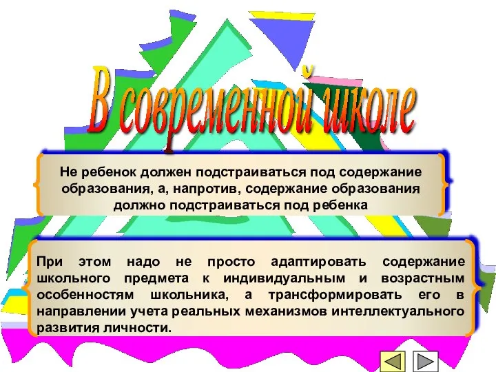 При этом надо не просто адаптировать содержание школьного предмета к индивидуальным