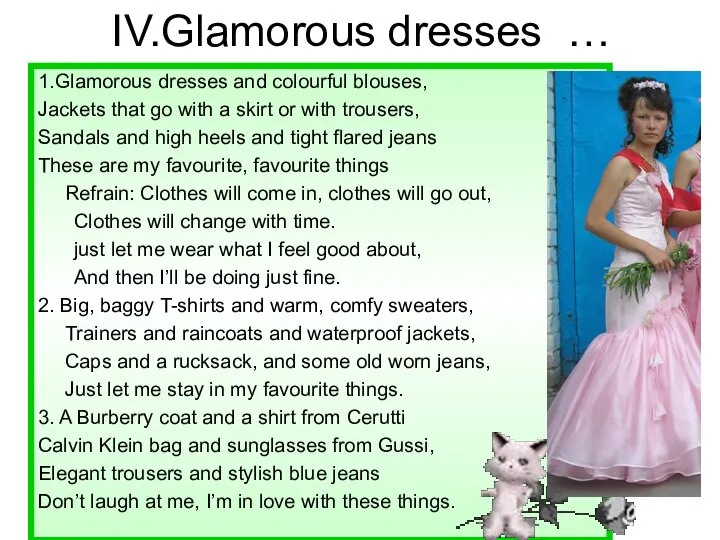 IV.Glamorous dresses … 1.Glamorous dresses and colourful blouses, Jackets that go