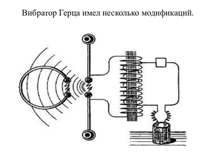 Вибратор Герца имел несколько модификаций.