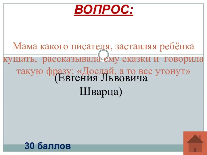 Мама какого писателя, заставляя ребёнка кушать, рассказывала ему сказки и говорила