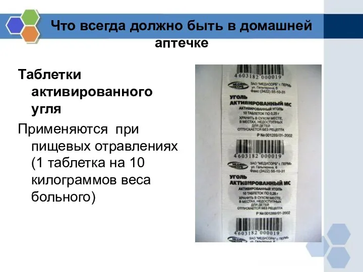 Что всегда должно быть в домашней аптечке Таблетки активированного угля Применяются