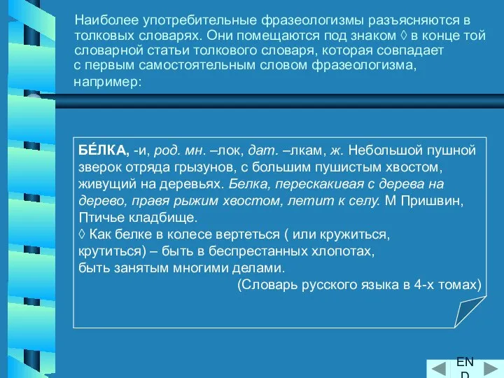 Наиболее употребительные фразеологизмы разъясняются в толковых словарях. Они помещаются под знаком