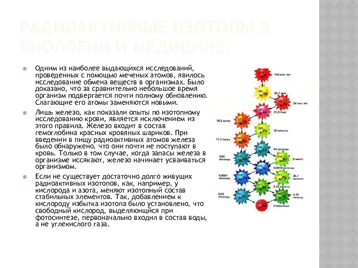 Радиоактивные изотопы в биологии и медицине. Одним из наиболее выдающихся исследований,