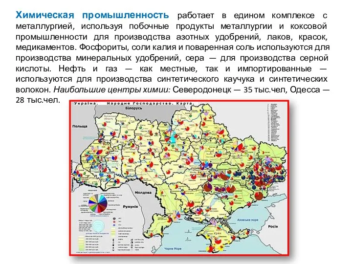 Химическая промышленность работает в едином комплексе с металлургией, используя побочные продукты