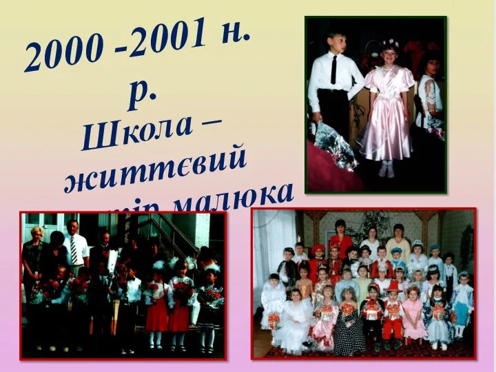 2000 -2001 н. р. Школа – життєвий простір малюка