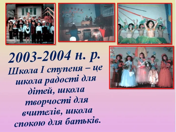 2003-2004 н. р. Школа І ступеня – це школа радості для