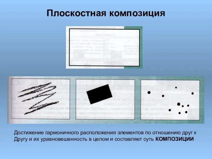 Плоскостная композиция Достижение гармоничного расположения элементов по отношению друг к Другу