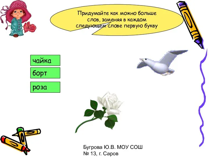 Бугрова Ю.В. МОУ СОШ № 13, г. Саров Придумайте как можно