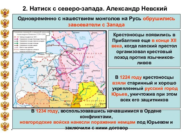 * 2. Натиск с северо-запада. Александр Невский Одновременно с нашествием монголов