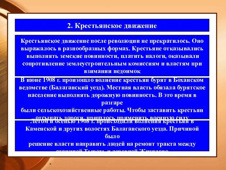 * 2. Крестьянское движение Крестьянское движение после революции не прекратилось. Оно