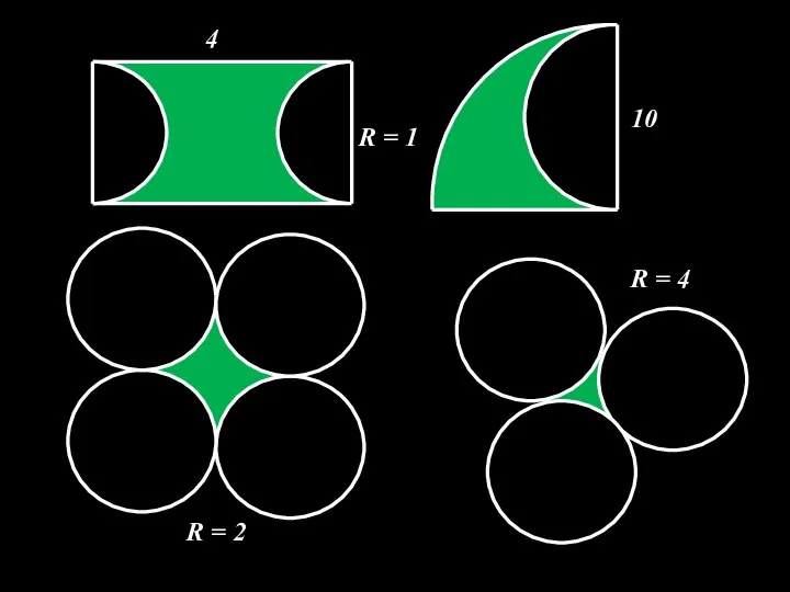 4 R = 1 10 R = 2 R = 4