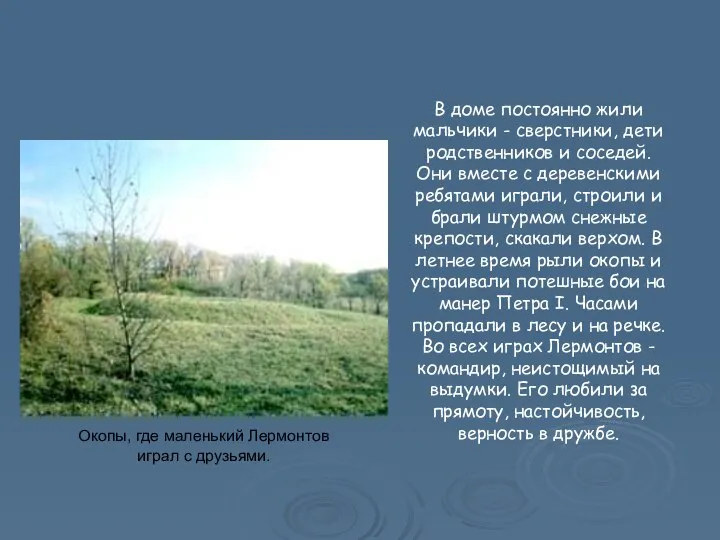 В доме постоянно жили мальчики - сверстники, дети родственников и соседей.