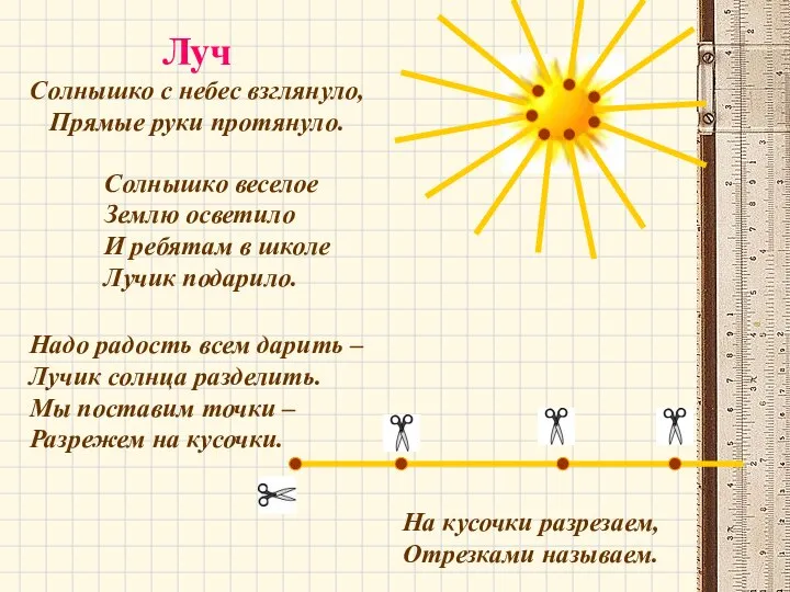 Луч Солнышко с небес взглянуло, Прямые руки протянуло. Солнышко веселое Землю