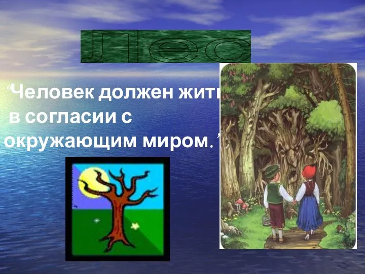 “Человек должен жить в согласии с окружающим миром.” Лес