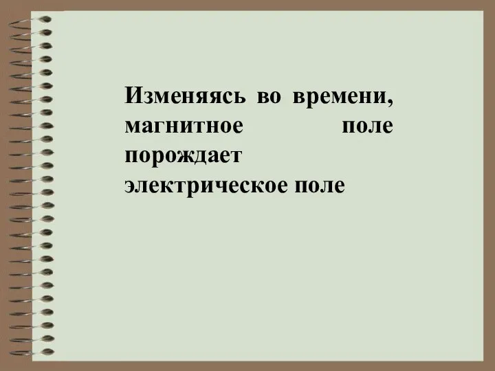 Изменяясь во времени, магнитное поле порождает электрическое поле