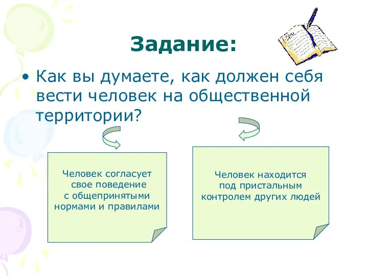 Задание: Как вы думаете, как должен себя вести человек на общественной