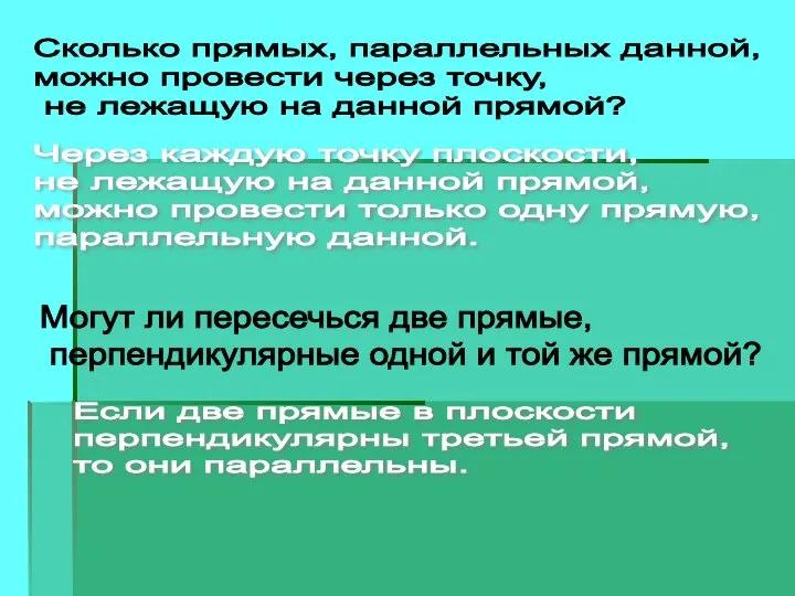 Сколько прямых, параллельных данной, можно провести через точку, не лежащую на