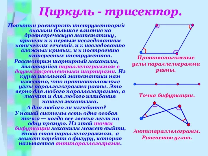 Циркуль - трисектор. Попытки расширить инструментарий оказали большое влияние на древнегреческую