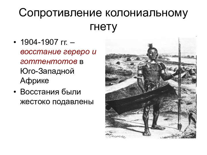 Сопротивление колониальному гнету 1904-1907 гг. – восстание гереро и готтентотов в