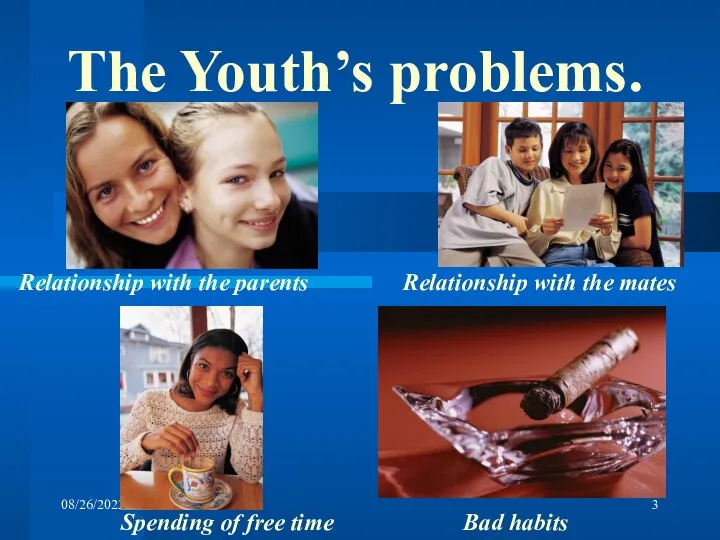 08/26/2023 The Youth’s problems. Relationship with the parents Spending of free