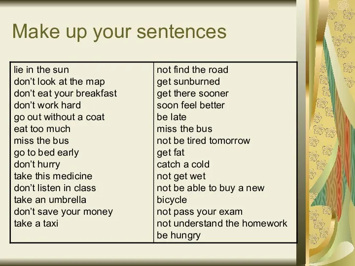 Make up your sentences