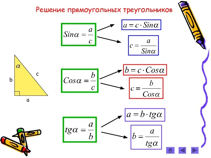 Решение прямоугольных треугольников