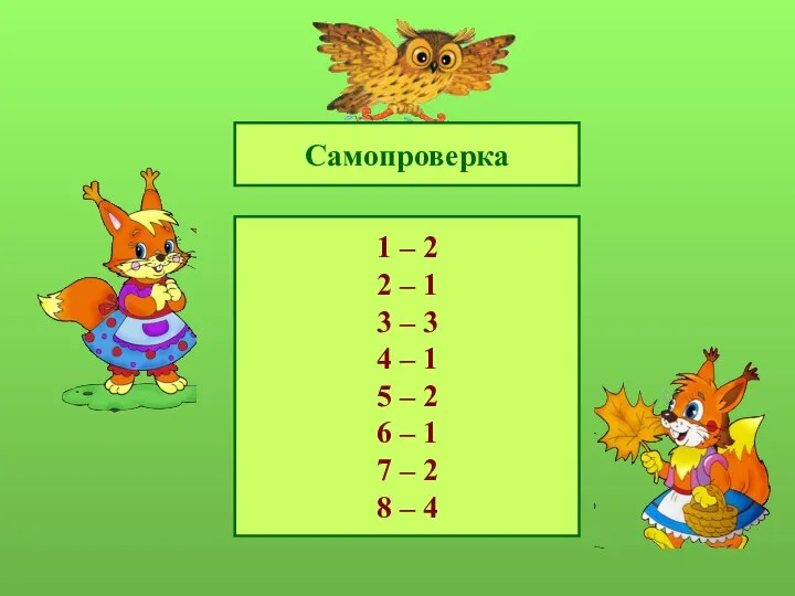 Самопроверка 1 – 2 2 – 1 3 – 3 4