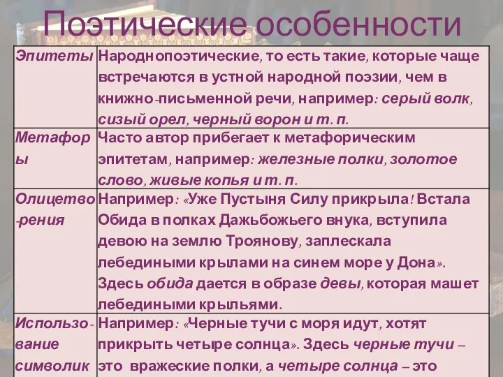 Поэтические особенности