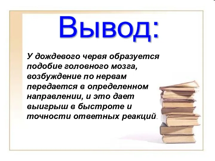 У дождевого червя образуется подобие головного мозга, возбуждение по нервам передается