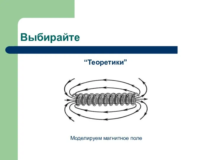 Выбирайте “Теоретики” Моделируем магнитное поле