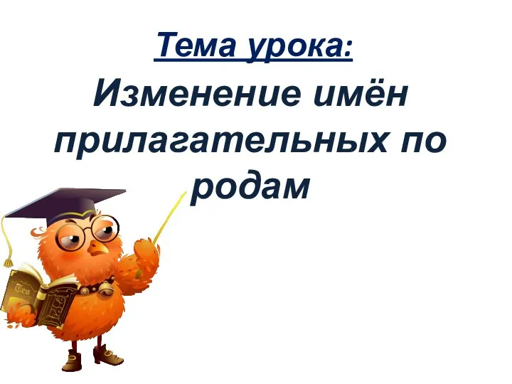 Тема урока: Изменение имён прилагательных по родам