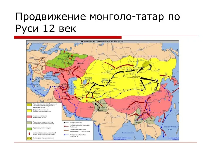 Продвижение монголо-татар по Руси 12 век