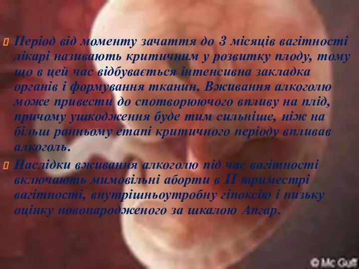 Період від моменту зачаття до 3 місяців вагітності лікарі називають критичним