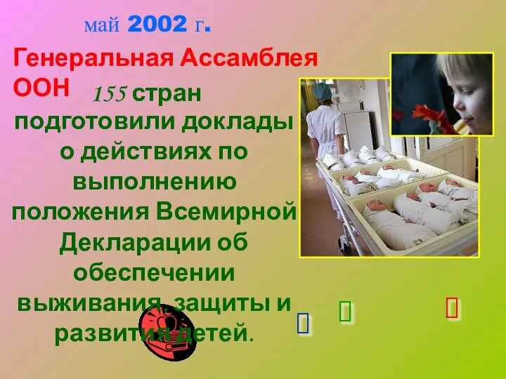 155 стран Генеральная Ассамблея ООН май 2002 г. подготовили доклады о