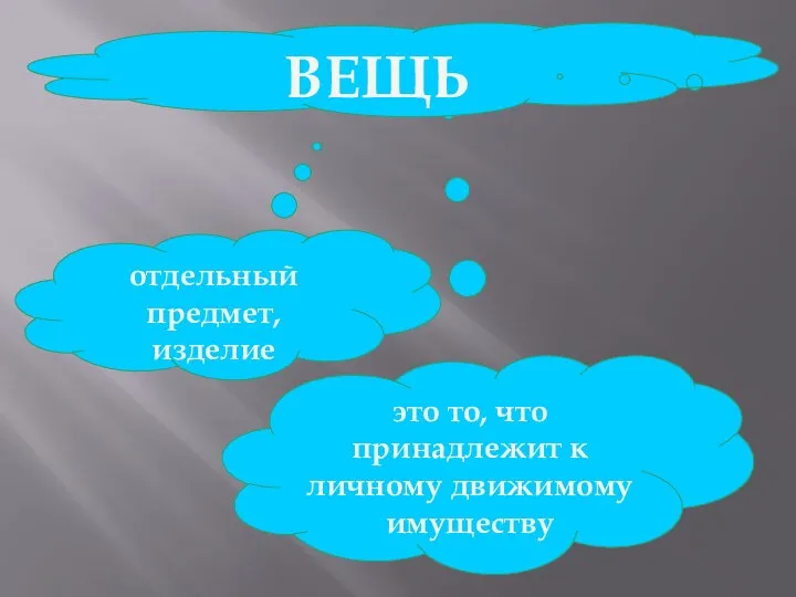 это то, что принадлежит к личному движимому имуществу ВЕЩЬ отдельный предмет, изделие