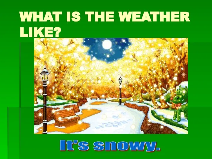 WHAT IS THE WEATHER LIKE? It's snowy.