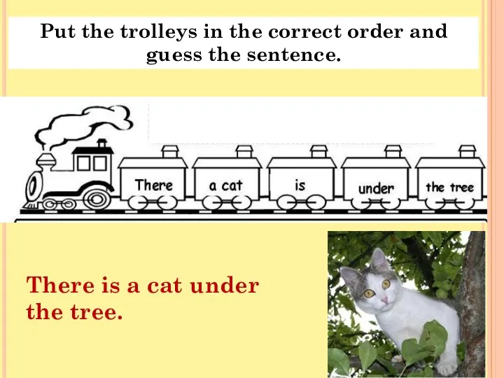 Put the trolleys in the correct order and guess the sentence.