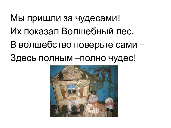 Мы пришли за чудесами! Их показал Волшебный лес. В волшебство поверьте