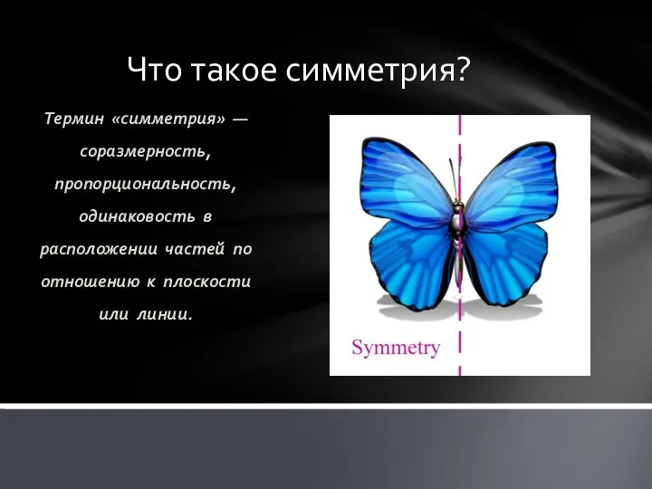 Что такое симметрия? Термин «симметрия» — соразмерность, пропорциональность, одинаковость в расположении