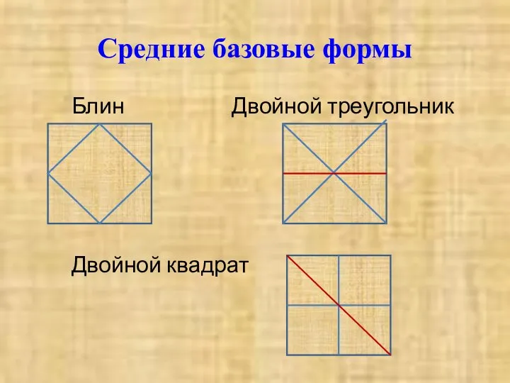 Средние базовые формы Блин Двойной треугольник Двойной квадрат