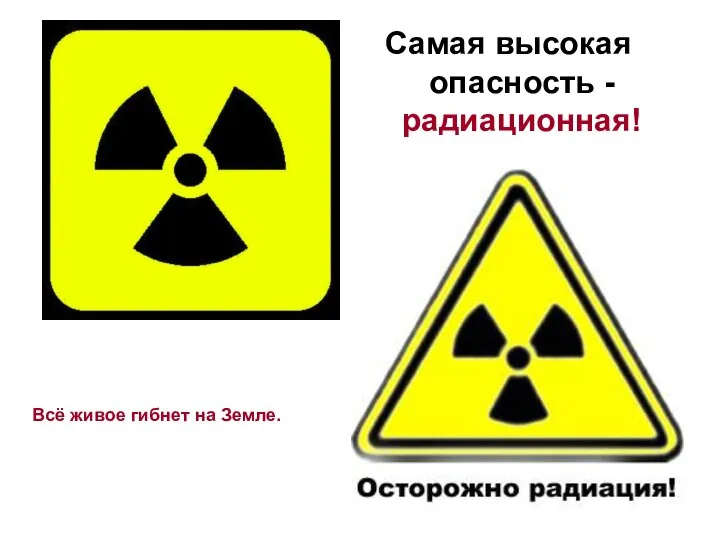 Всё живое гибнет на Земле. Самая высокая опасность -радиационная! Всё живое гибнет на Земле.