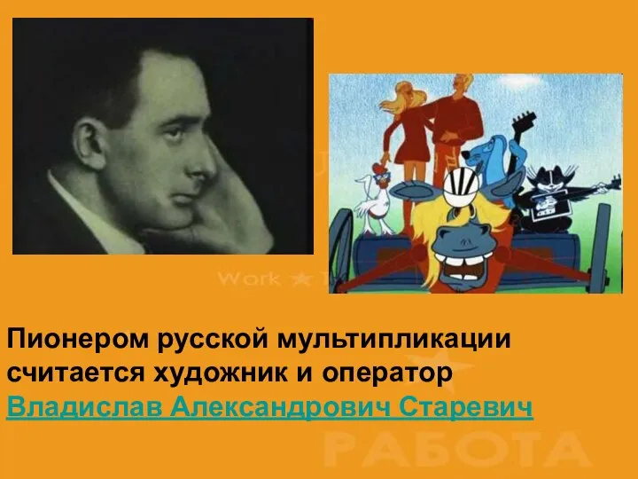 Пионером русской мультипликации считается художник и оператор Владислав Александрович Старевич Пионером