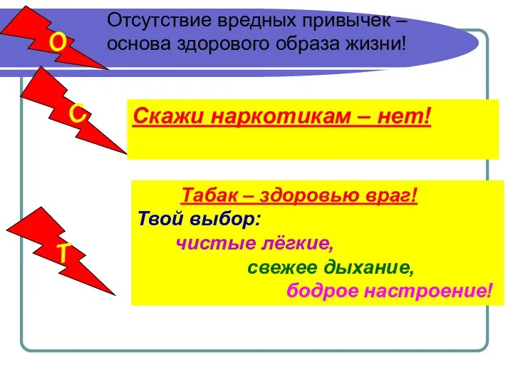 О Отсутствие вредных привычек – основа здорового образа жизни! С Скажи