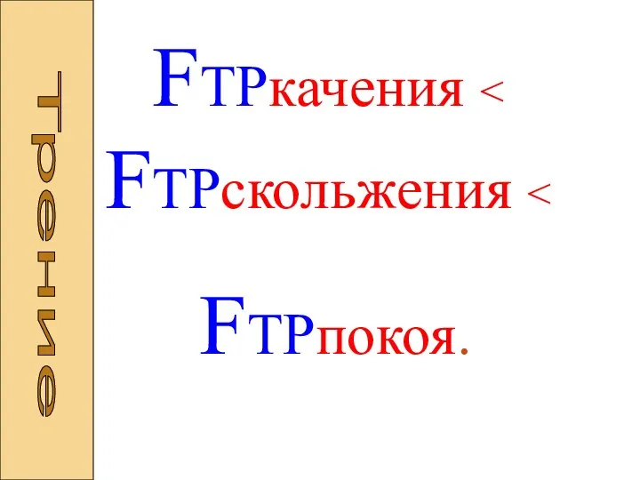 FТРкачения FТРпокоя. Трение