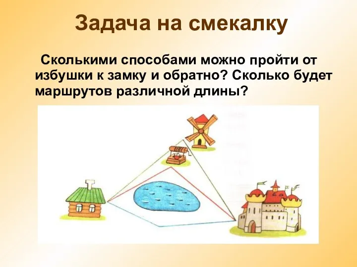 Задача на смекалку Сколькими способами можно пройти от избушки к замку