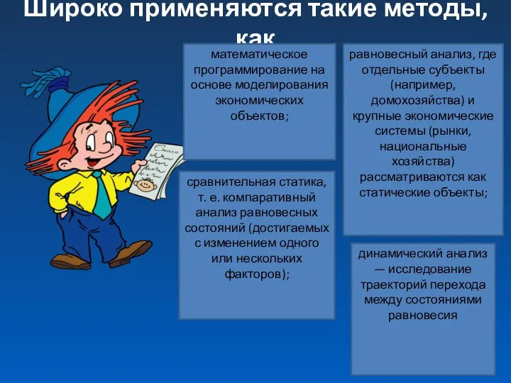 Широко применяются такие методы, как математическое программирование на основе моделирования экономических