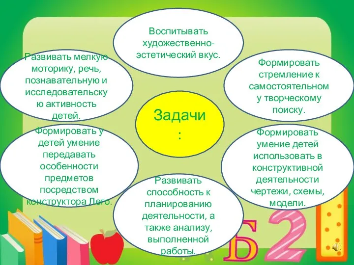 Задачи: Развивать мелкую моторику, речь, познавательную и исследовательскую активность детей. Воспитывать