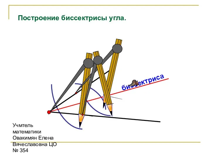 Учмтель математики Овакимян Елена Вячеславовна ЦО № 354 биссектриса Построение биссектрисы угла.