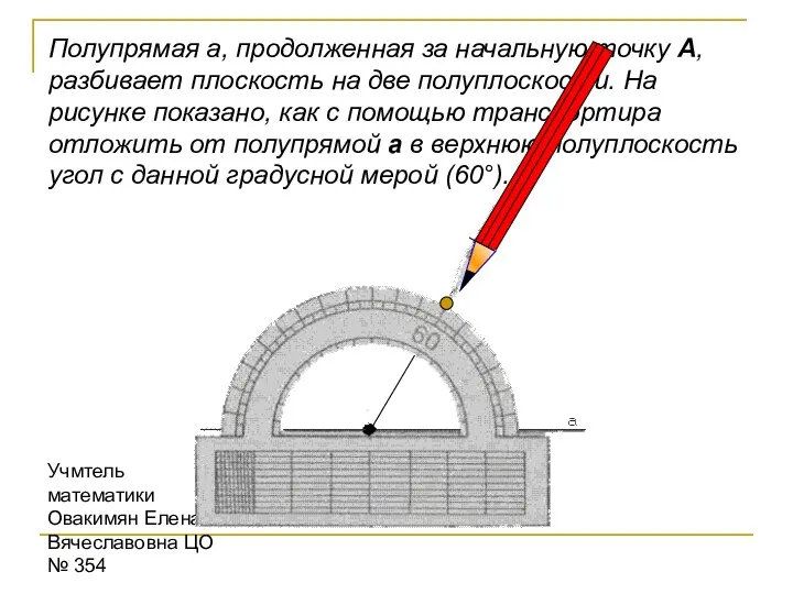 Учмтель математики Овакимян Елена Вячеславовна ЦО № 354 Полупрямая а, продолженная